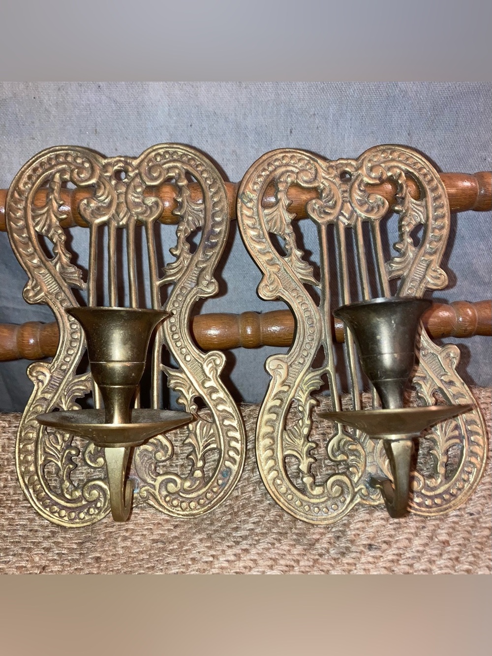 Vintage brass candle sconces